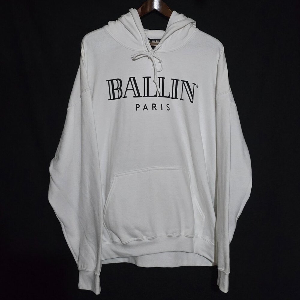NWOT Brian Lichtenberg BLTEE Made in USA Pullover Hoodie Ballin' Paris White XL*